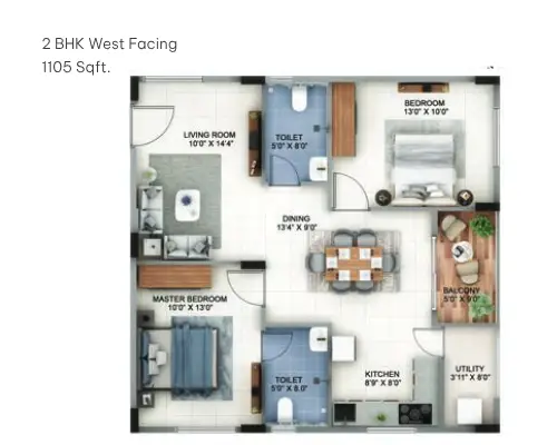 abhee pride 2 bhk floor plan