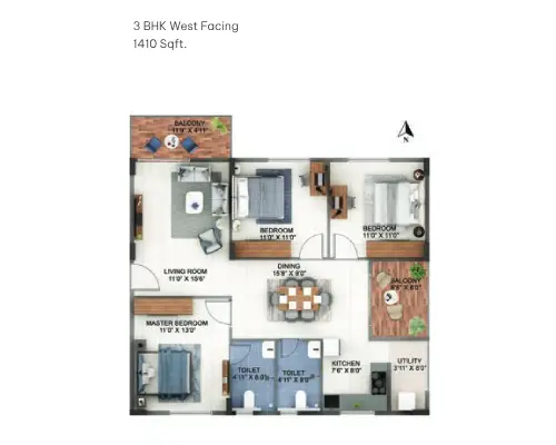 abhee pride 3 bhk floor plan