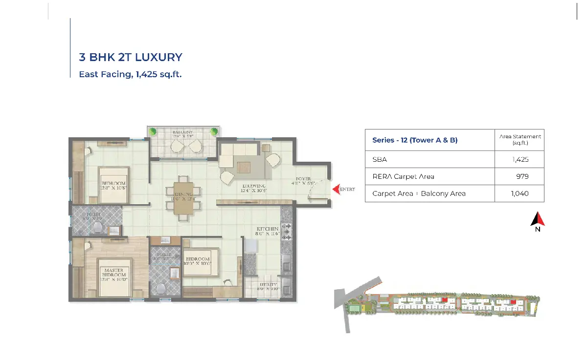 Abhee Codename Skyline Vista 3 bhk 2t east facing