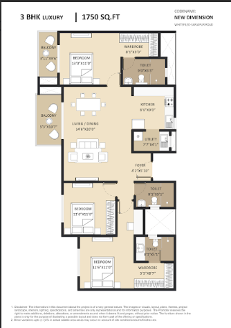 Abhee Codename New Dimension floor plan 3 bhk