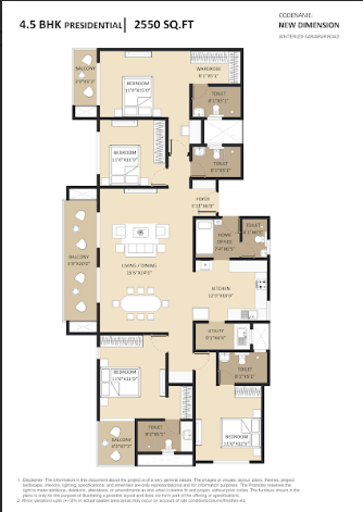 4.5 bhk floor plan of Abhee New Dimension