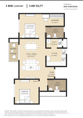 Abhee New Dimension 2 bhk floor plan