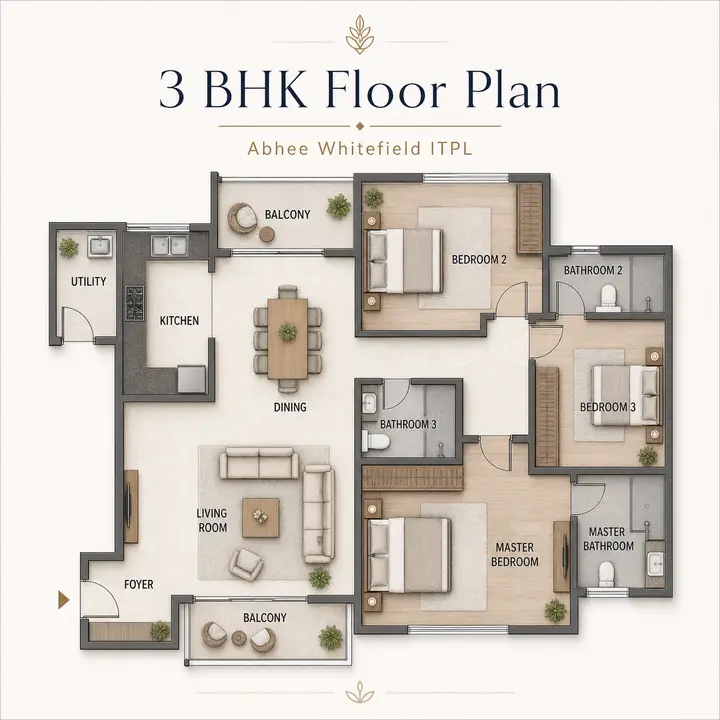 abhee whitefield floor plan 3 bhk